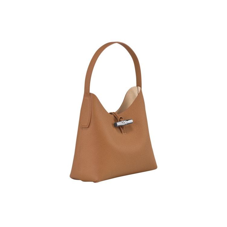 Sacs À Bandoulière Longchamp M Cuir Beige | 34178-QYHN