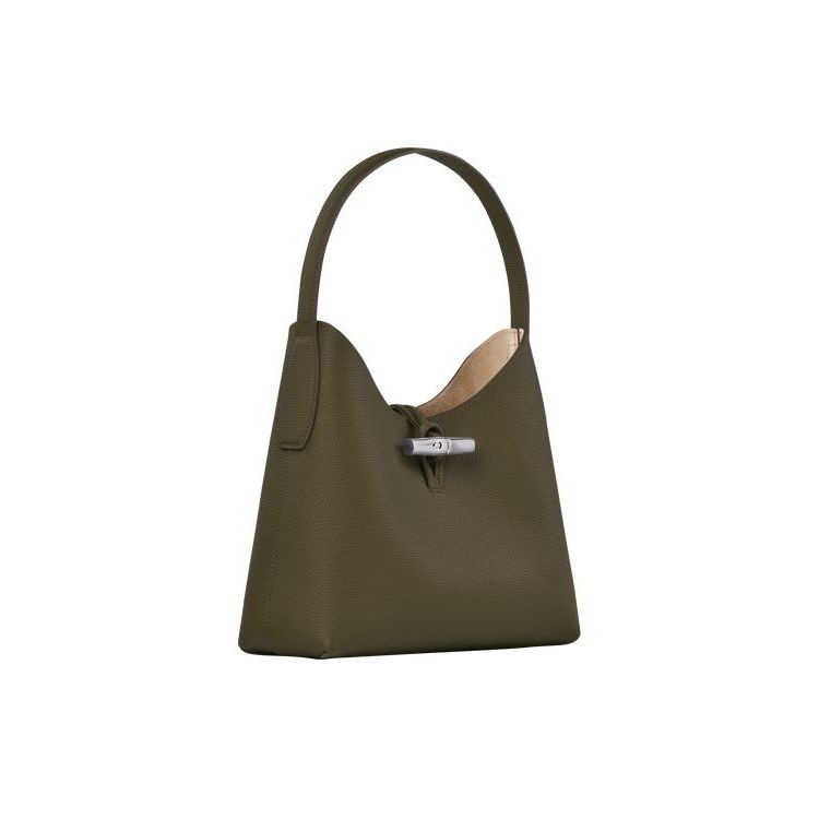 Sacs À Bandoulière Longchamp M Cuir Kaki | 54638-JUNS