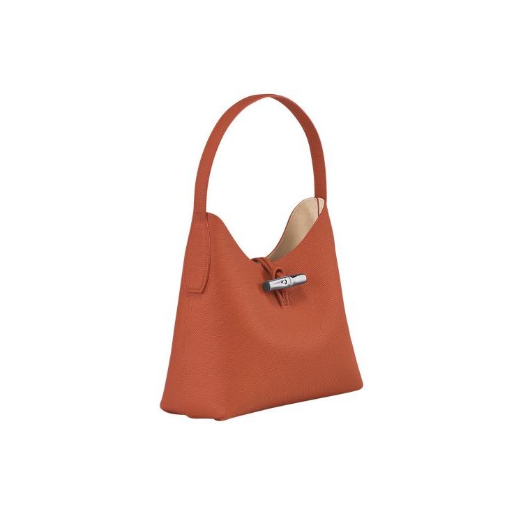 Sacs À Bandoulière Longchamp M Cuir Rouge Foncé | 31058-LBEF