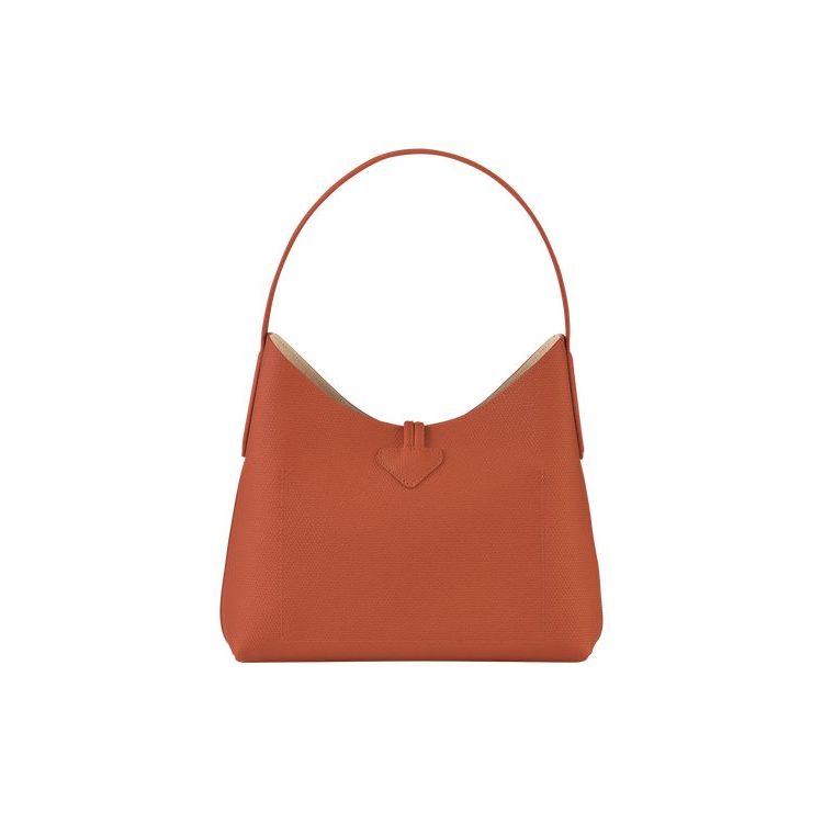 Sacs À Bandoulière Longchamp M Cuir Rouge Foncé | 31058-LBEF