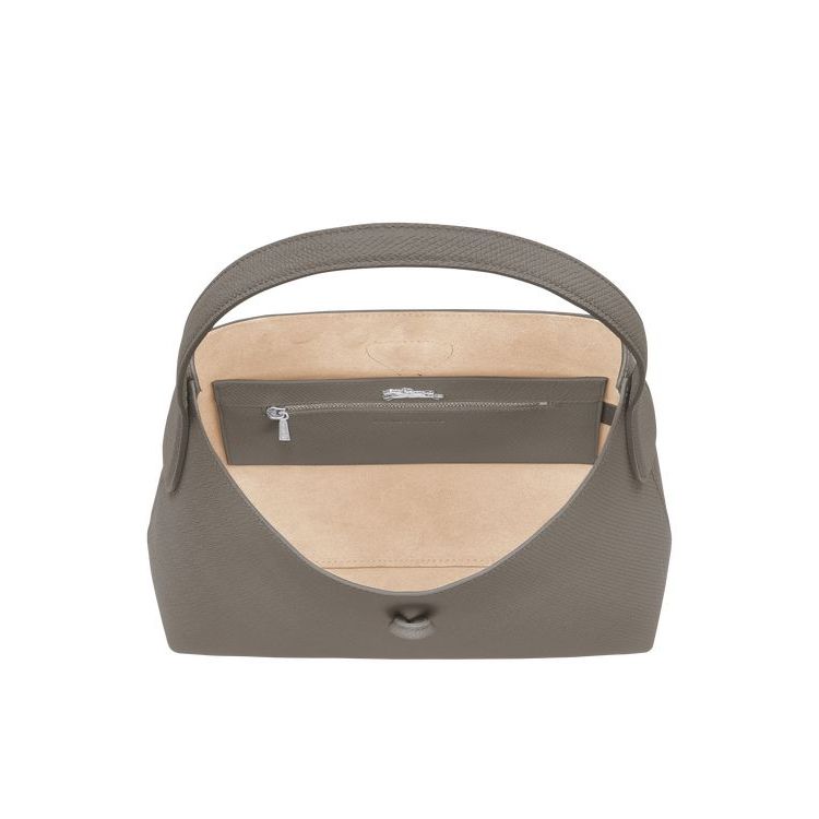 Sacs À Bandoulière Longchamp M Turtledove Cuir Grise | 38601-KVQM