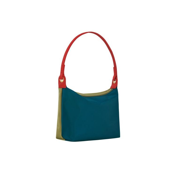 Sacs À Bandoulière Longchamp Ocean Tela Bleu | 58937-SDVQ