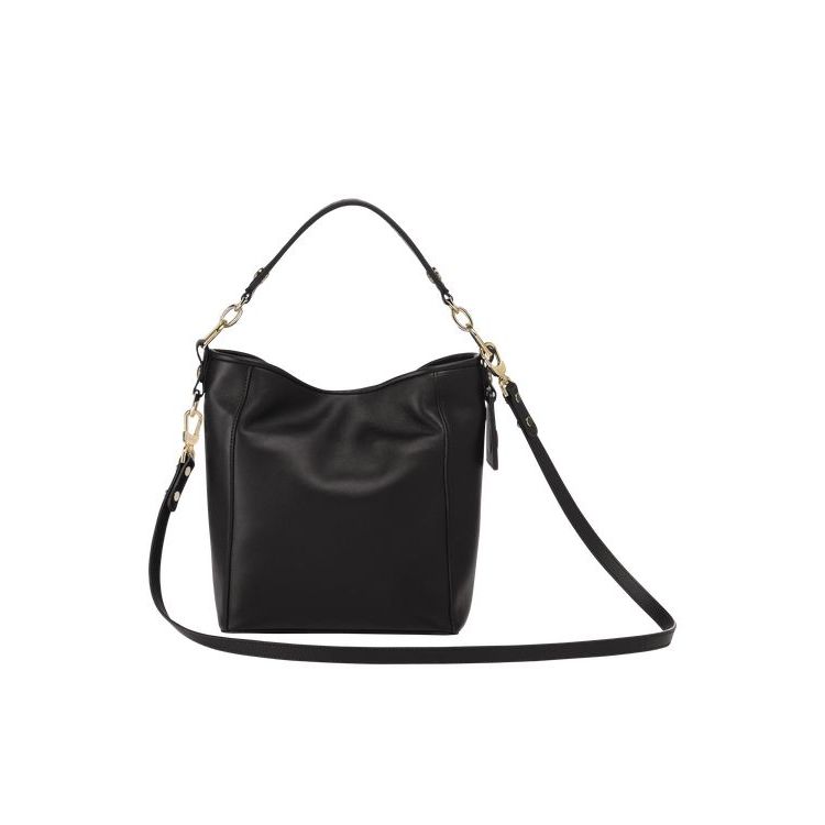 Sacs À Bandoulière Longchamp S Cuir Noir | 57231-YAQC