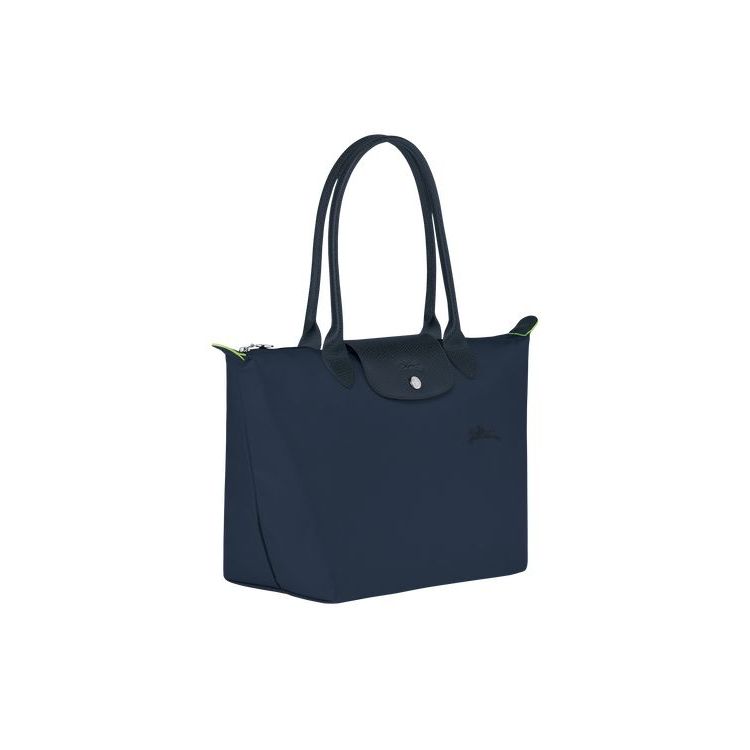 Sacs À Bandoulière Longchamp S Recycled canvas Bleu Marine | 37451-MIFZ