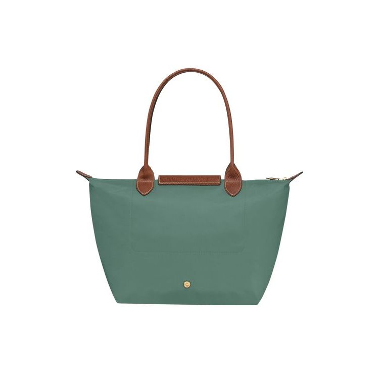 Sacs À Bandoulière Longchamp S Recycled canvas Grise Vert | 85412-OALG