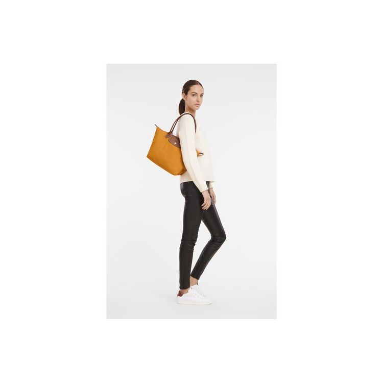 Sacs À Bandoulière Longchamp S Saffron Recycled canvas Orange | 62745-MZKR