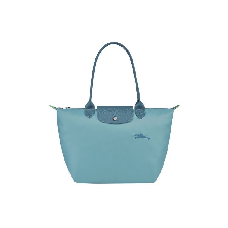 Sacs À Bandoulière Longchamp S Thunderstorm Recycled canvas Bleu | 92061-RCFS