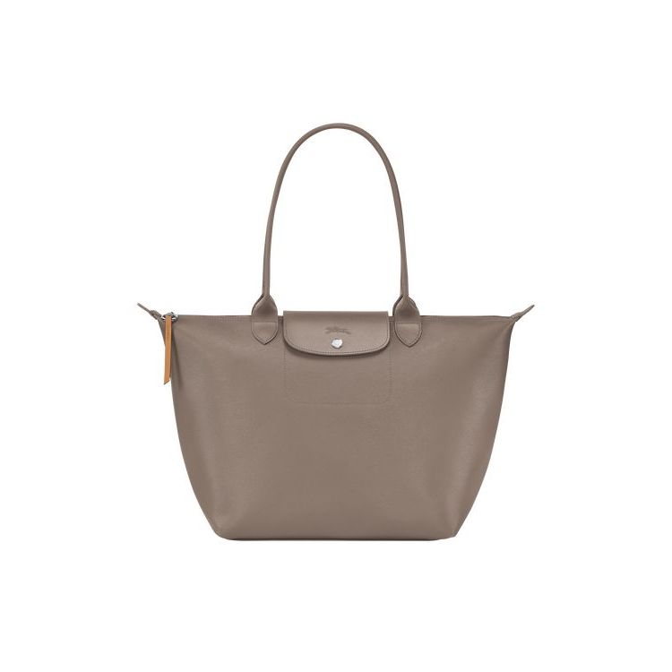 Sacs À Bandoulière Longchamp Shopping L Tela Grise Marron | 69735-UPKY