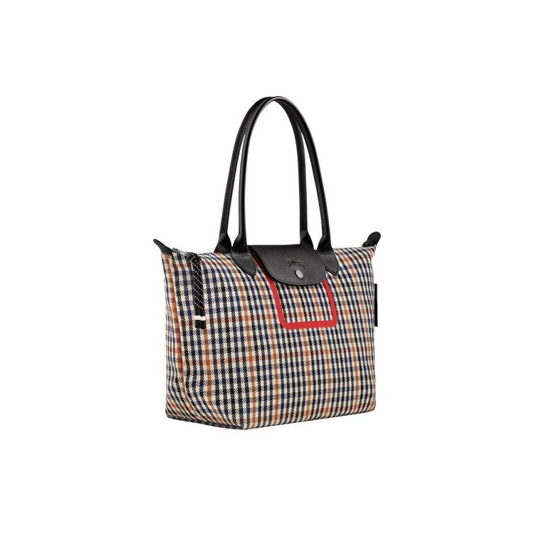 Sacs À Bandoulière Longchamp Shopping S Tela Bleu Marine Marron | 09182-YBTI