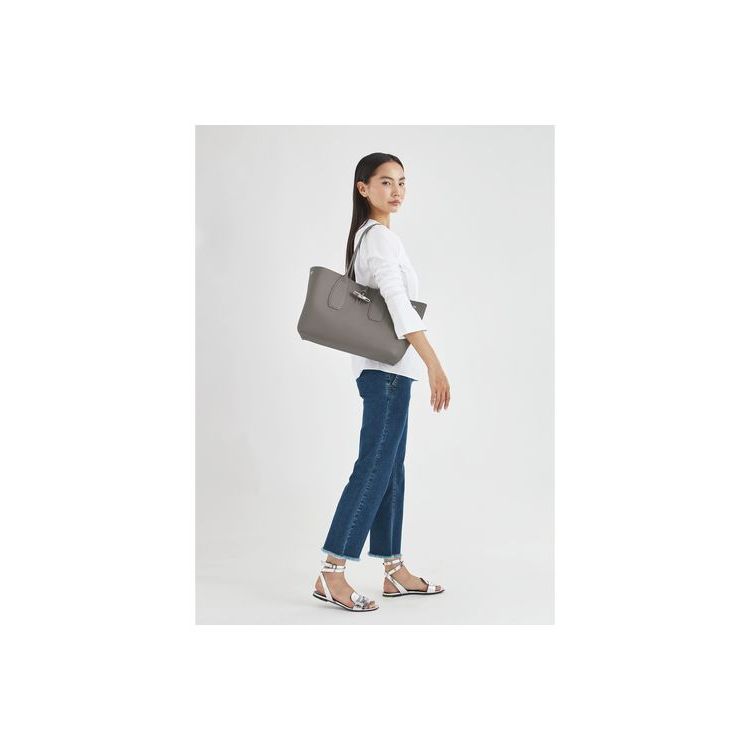 Sacs À Bandoulière Longchamp Turtledove Cuir Grise | 24598-UJDZ