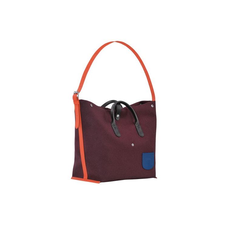 Sacs À Bandoulière Longchamp Xl Tela Bordeaux | 58317-IEYD