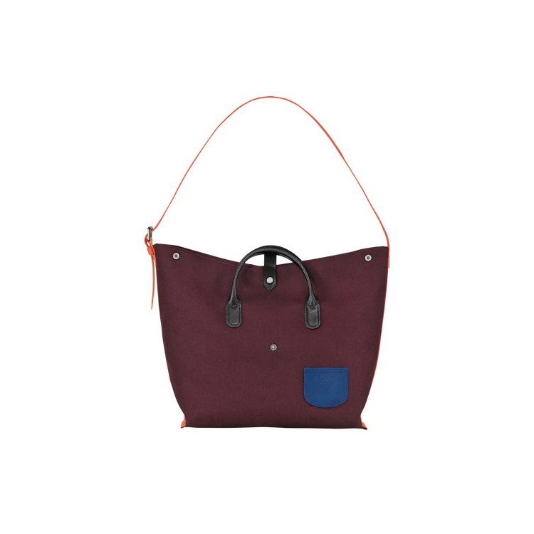 Sacs À Bandoulière Longchamp Xl Tela Bordeaux | 58317-IEYD