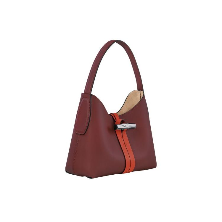 Sacs À Bandoulière Longchamp Xs Cuir Bordeaux Orange | 80154-IGPJ