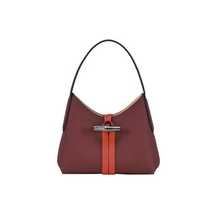 Sacs À Bandoulière Longchamp Xs Cuir Bordeaux Orange | 80154-IGPJ