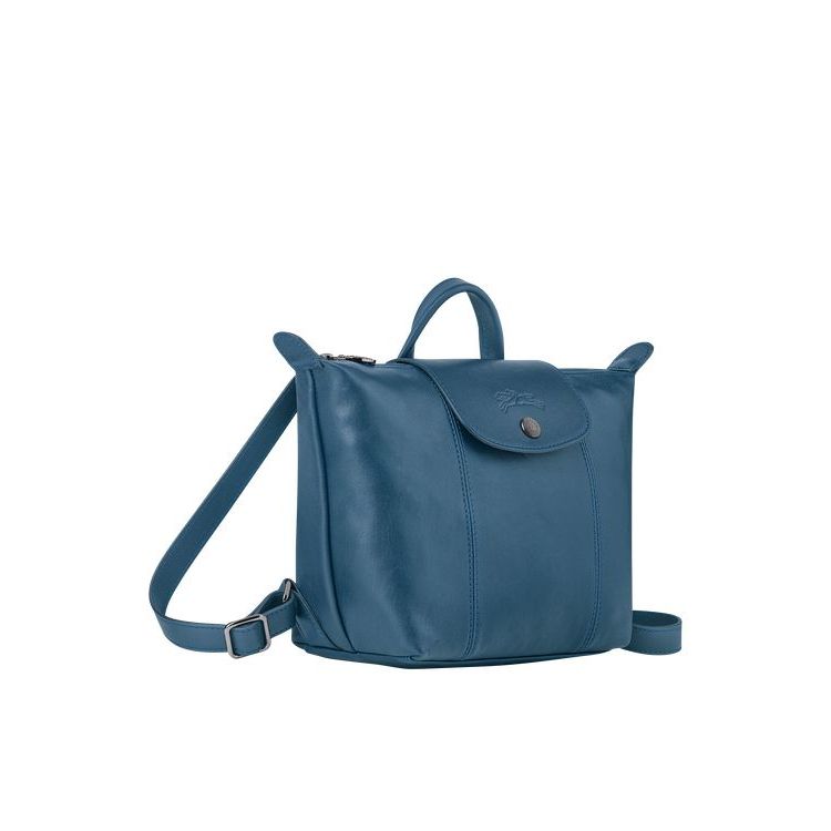 Sacs À Dos Longchamp Cuir Bleu | 17690-EMSI