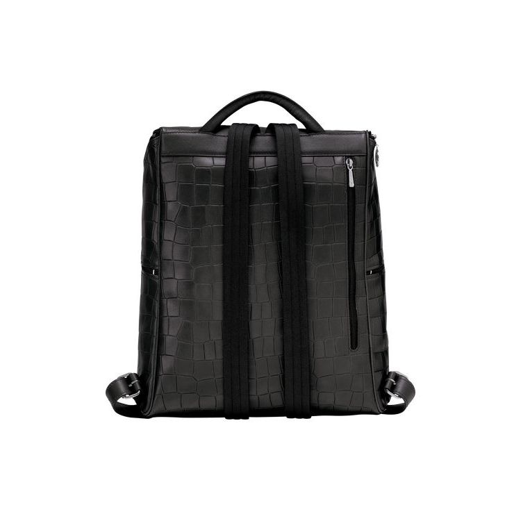 Sacs À Dos Longchamp Cuir Noir | 04359-RSZD