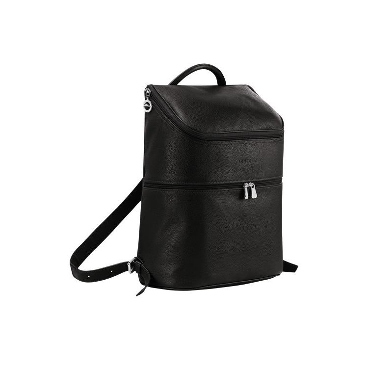 Sacs À Dos Longchamp Cuir Noir | 35842-KTCD