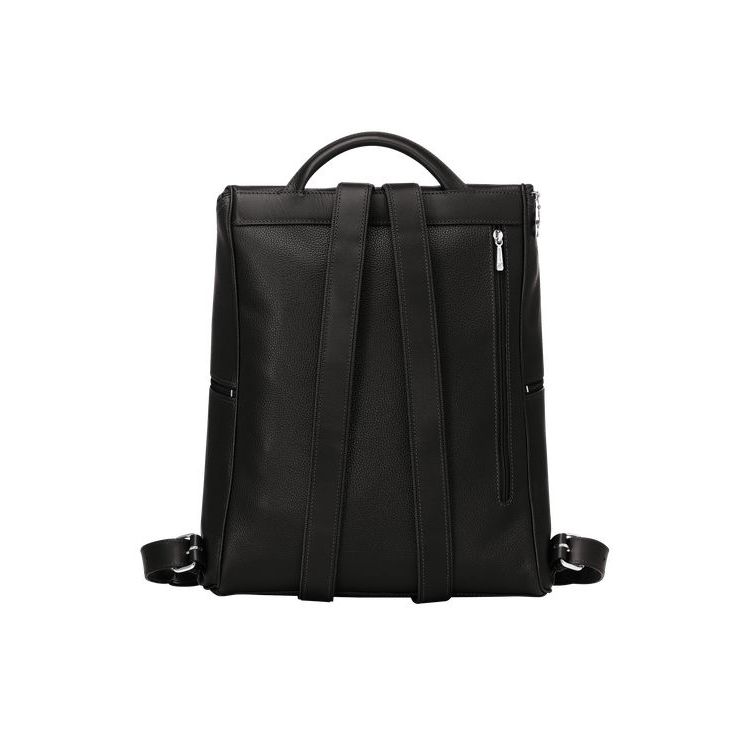 Sacs À Dos Longchamp Cuir Noir | 35842-KTCD