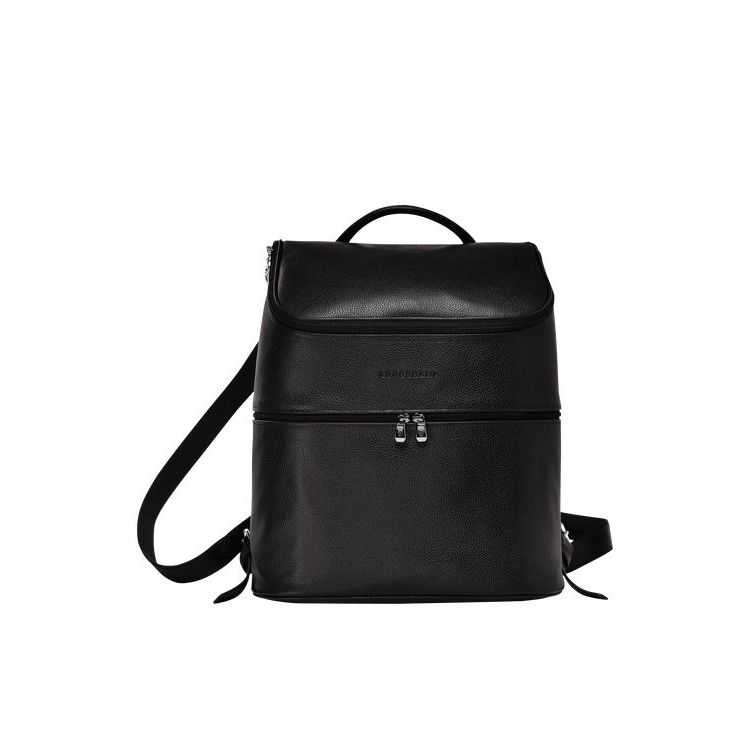 Sacs À Dos Longchamp Cuir Noir | 35842-KTCD