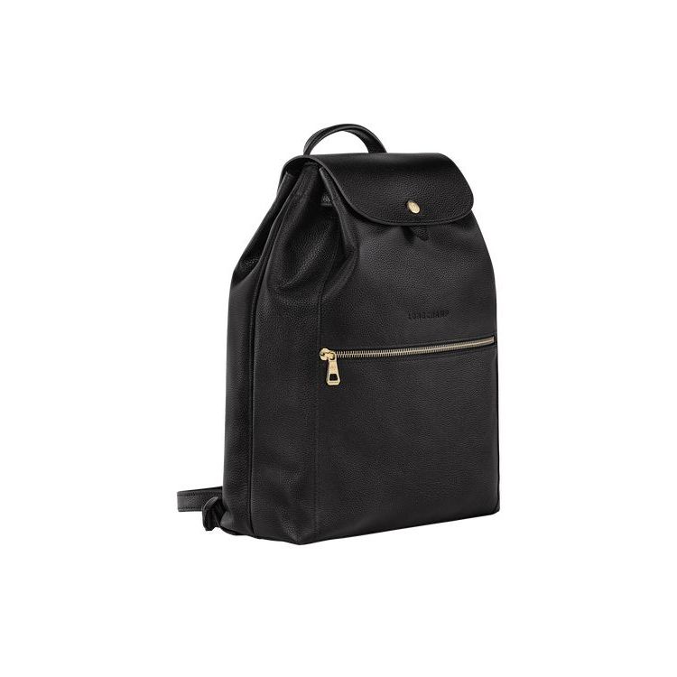 Sacs À Dos Longchamp Cuir Noir | 90234-TNQJ