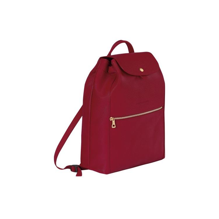 Sacs À Dos Longchamp Cuir Rouge | 82370-CSWR