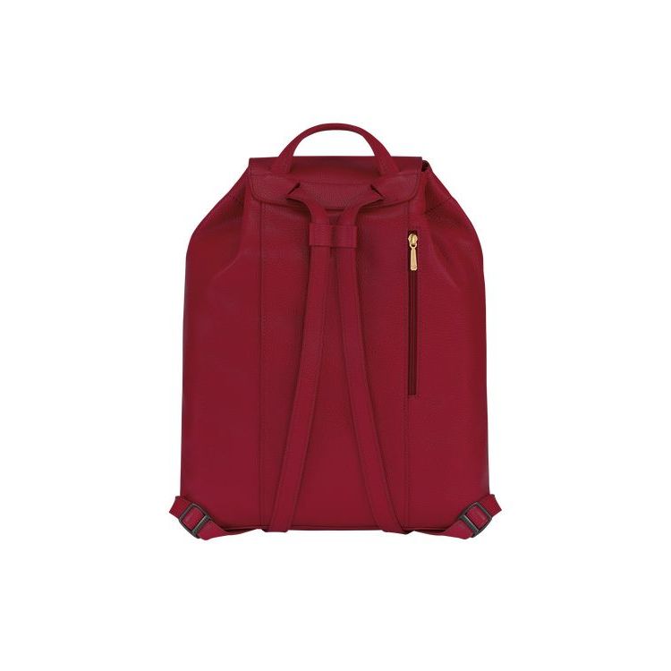 Sacs À Dos Longchamp Cuir Rouge | 82370-CSWR