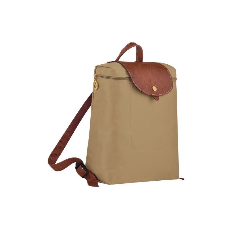 Sacs À Dos Longchamp Desert Recycled canvas Kaki | 38249-PKJL