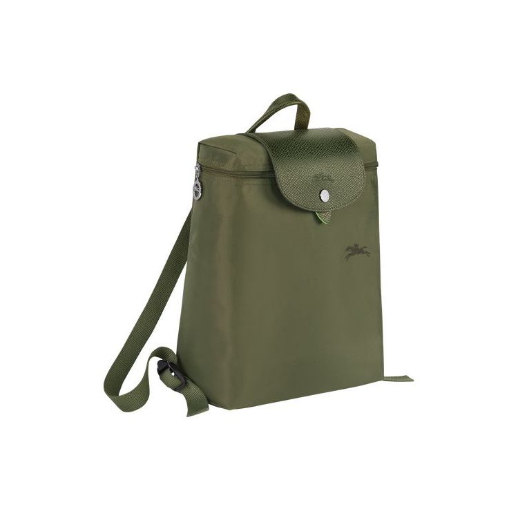 Sacs À Dos Longchamp Forest Recycled canvas Vert | 20196-RBJN