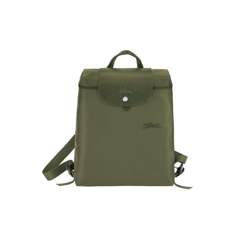 Sacs À Dos Longchamp Forest Recycled canvas Vert | 20196-RBJN