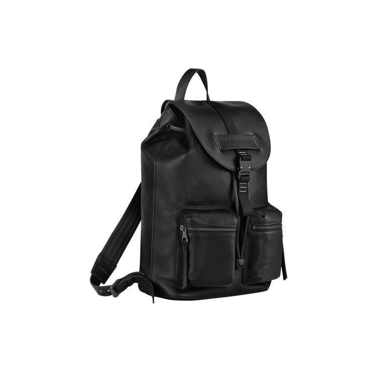 Sacs À Dos Longchamp M Cuir Noir | 58163-GCYS