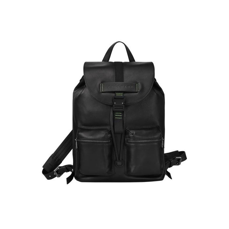 Sacs À Dos Longchamp M Cuir Noir | 58163-GCYS