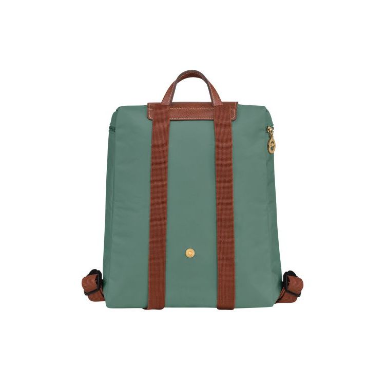 Sacs À Dos Longchamp Recycled canvas Grise Vert | 29687-XBTY