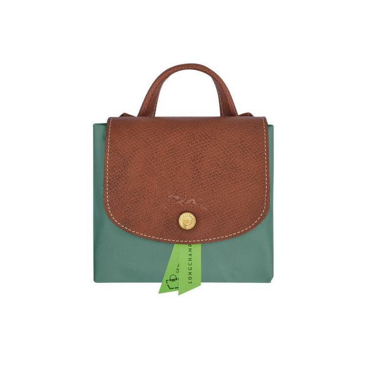 Sacs À Dos Longchamp Recycled canvas Grise Vert | 29687-XBTY