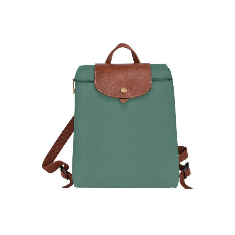 Sacs À Dos Longchamp Recycled canvas Grise Vert | 68510-GERF