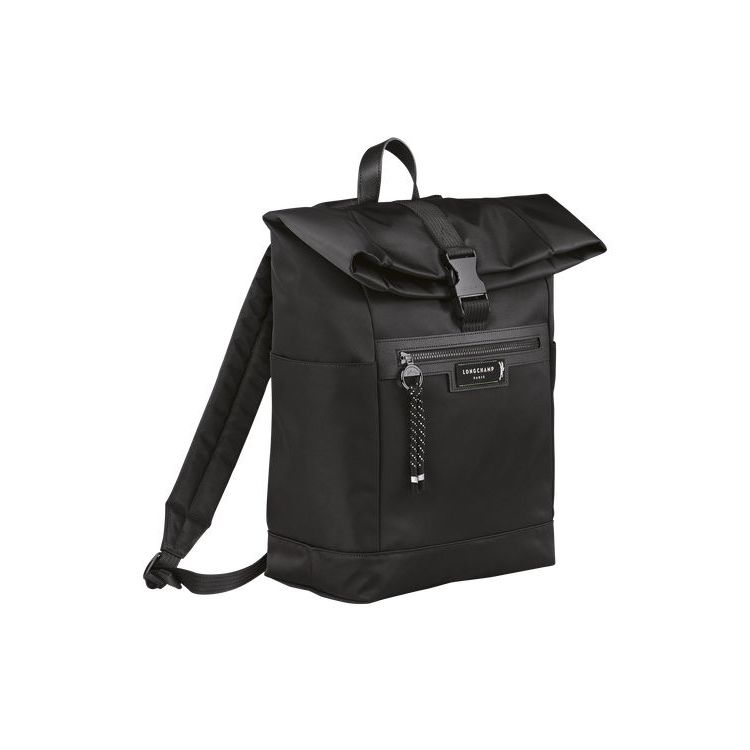 Sacs À Dos Longchamp Recycled canvas Noir | 51349-UQVB