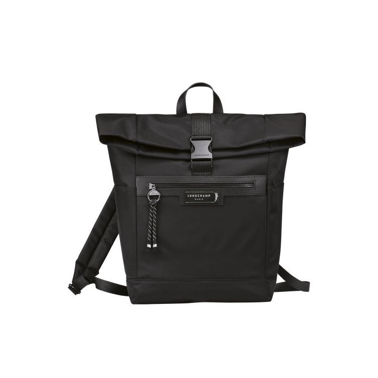 Sacs À Dos Longchamp Recycled canvas Noir | 91482-NRXP