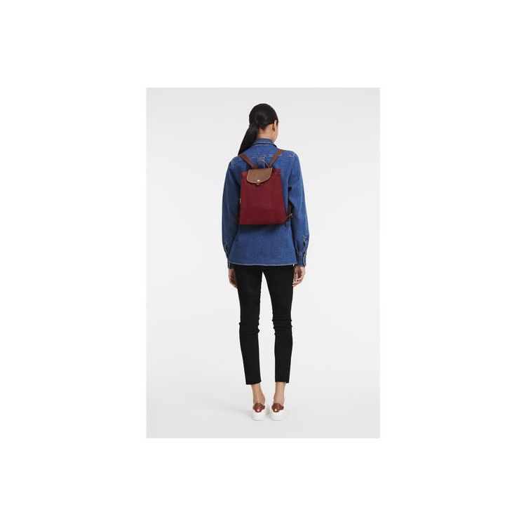 Sacs À Dos Longchamp Recycled canvas Rouge | 24915-JWEQ