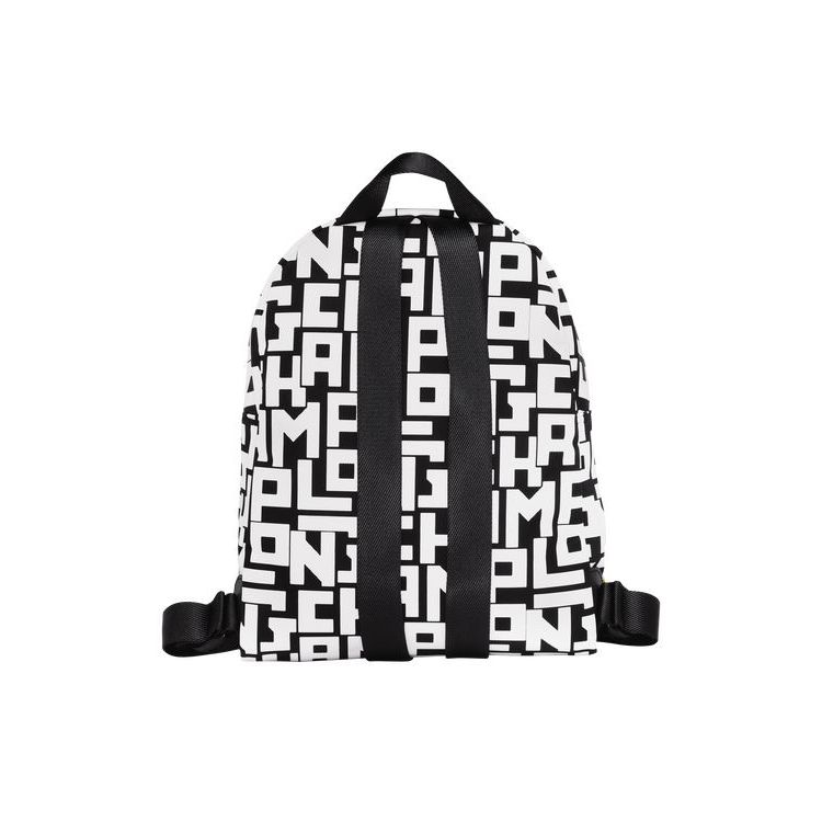 Sacs À Dos Longchamp S Tela Noir Blanche | 42819-PJWA