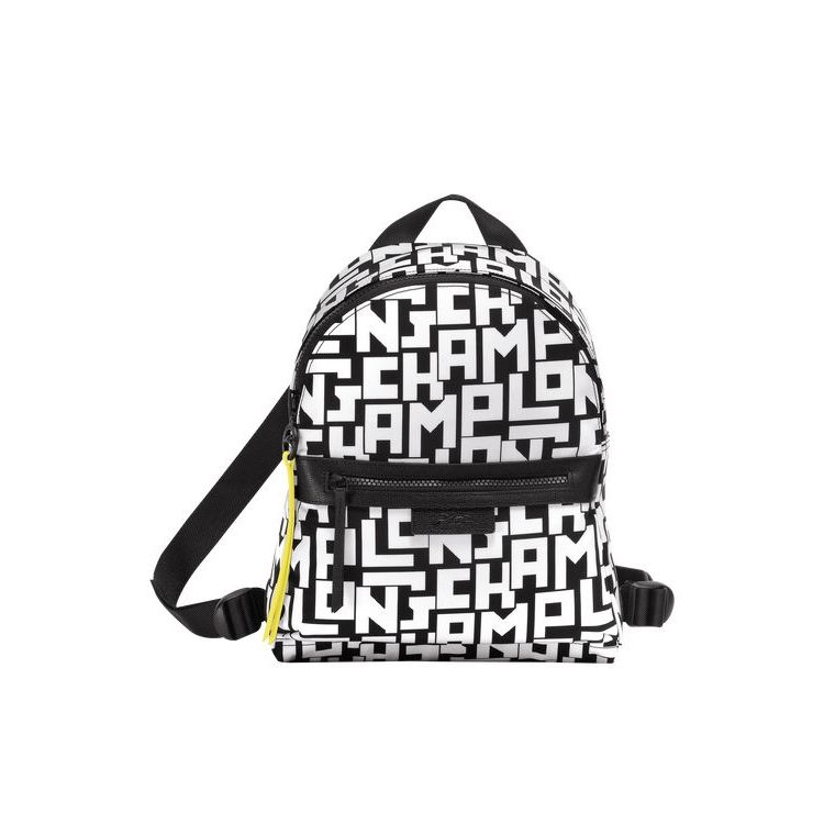 Sacs À Dos Longchamp S Tela Noir Blanche | 42819-PJWA