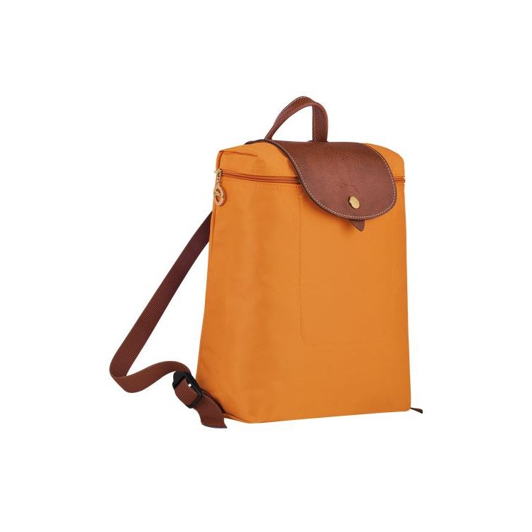 Sacs À Dos Longchamp Saffron Recycled canvas Orange | 54016-SQKJ