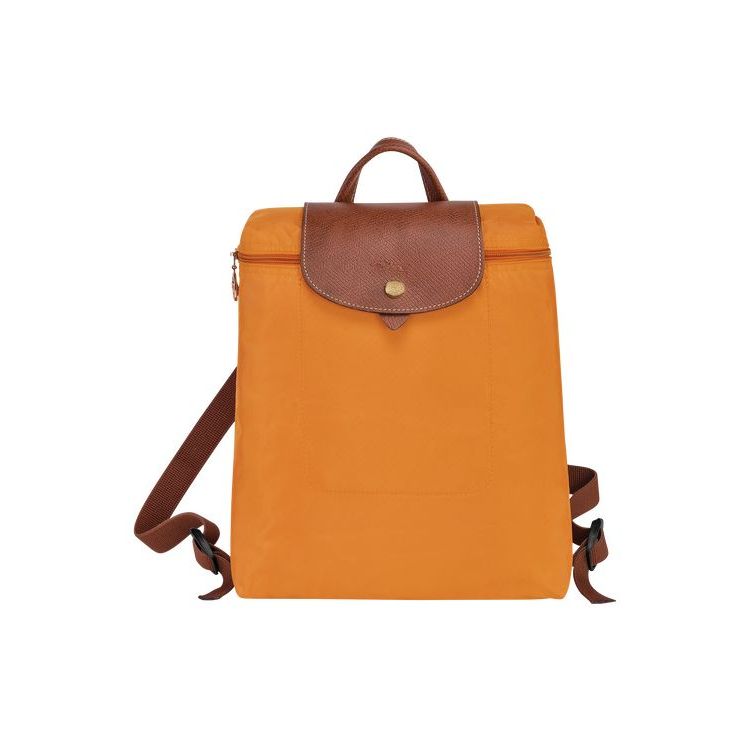 Sacs À Dos Longchamp Saffron Recycled canvas Orange | 54016-SQKJ