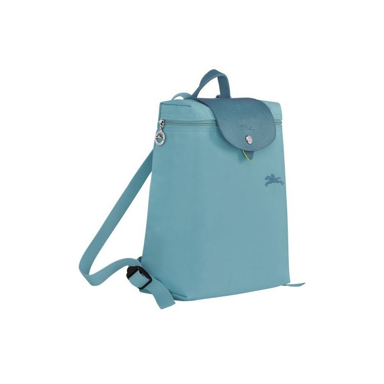 Sacs À Dos Longchamp Thunderstorm Recycled canvas Bleu | 04362-DZXQ