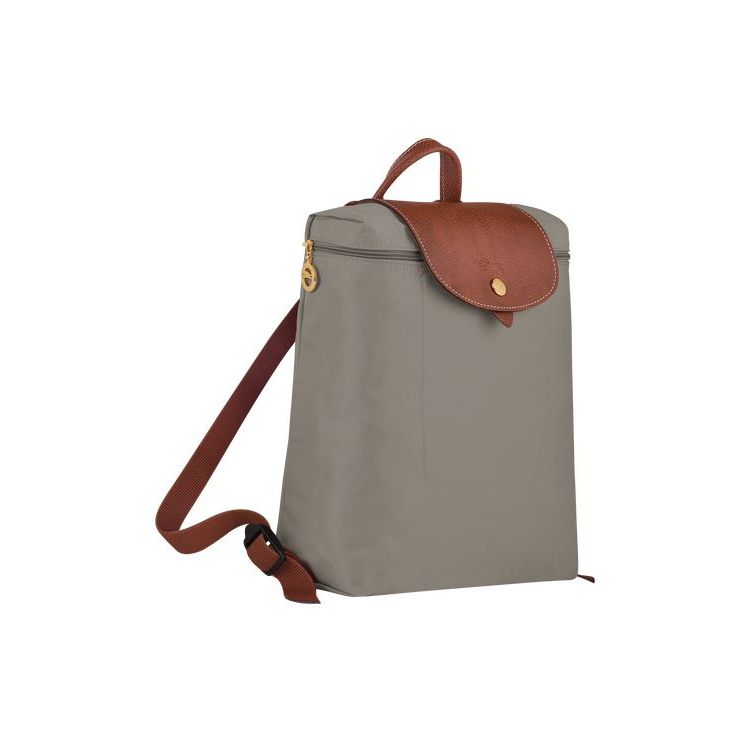 Sacs À Dos Longchamp Turtledove Recycled canvas Grise | 58371-EXFD