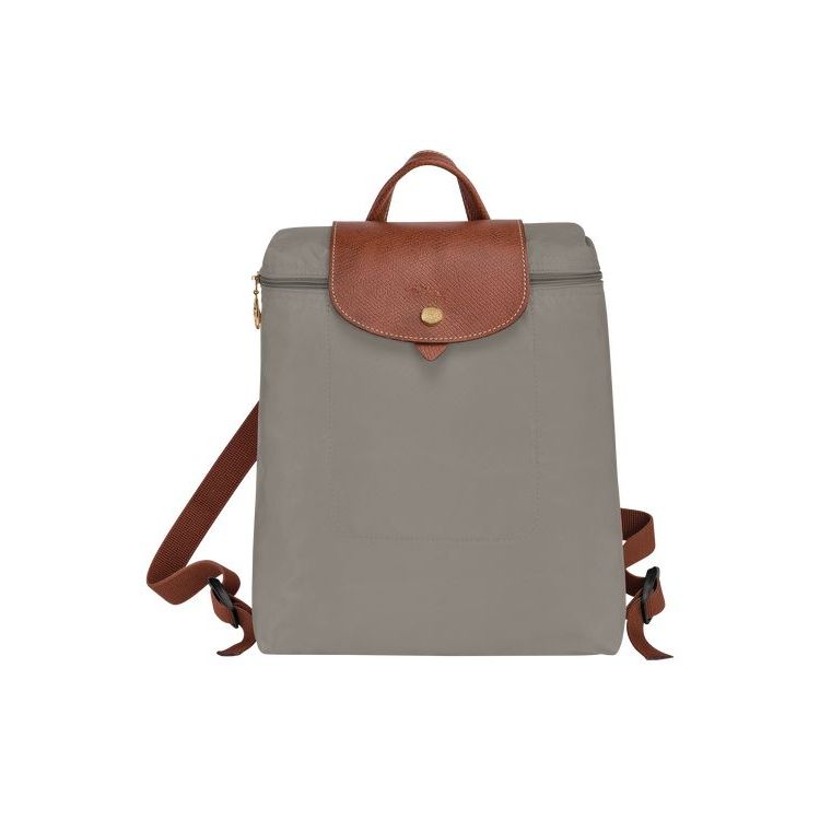 Sacs À Dos Longchamp Turtledove Recycled canvas Grise | 58371-EXFD