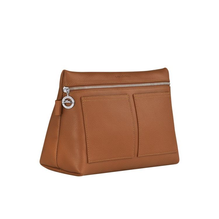 Trousses De Toilette Longchamp Caramel Cuir Marron | 19760-INBZ