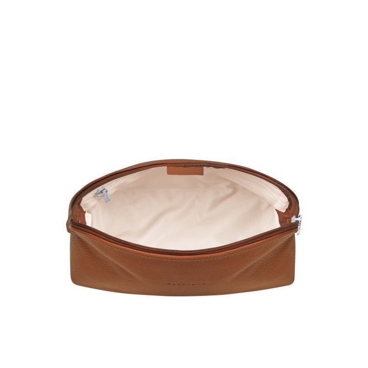 Trousses De Toilette Longchamp Caramel Cuir Marron | 31065-CPYF