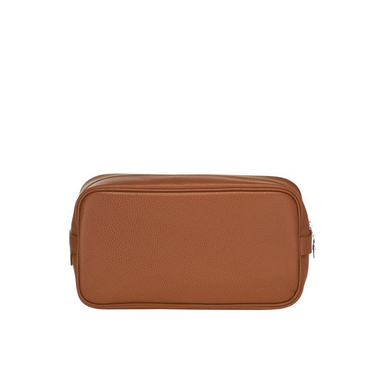 Trousses De Toilette Longchamp Caramel Cuir Marron | 34281-LBVD