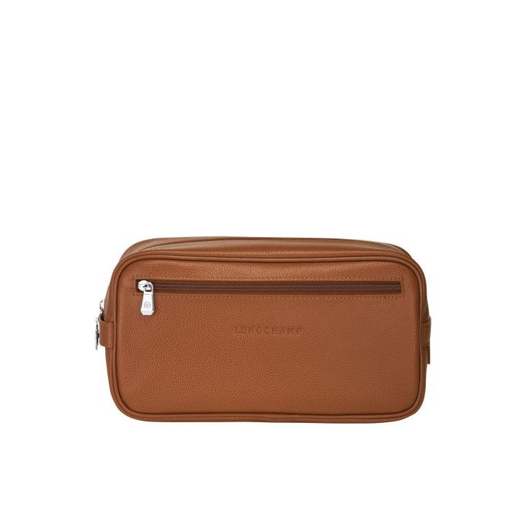 Trousses De Toilette Longchamp Caramel Cuir Marron | 34281-LBVD