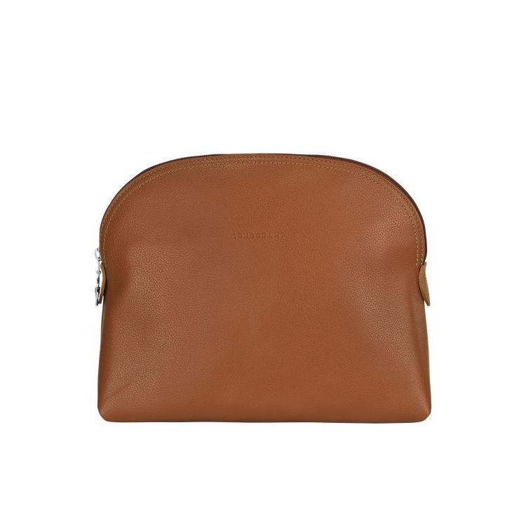 Trousses De Toilette Longchamp Caramel Cuir Marron | 43086-RMNX