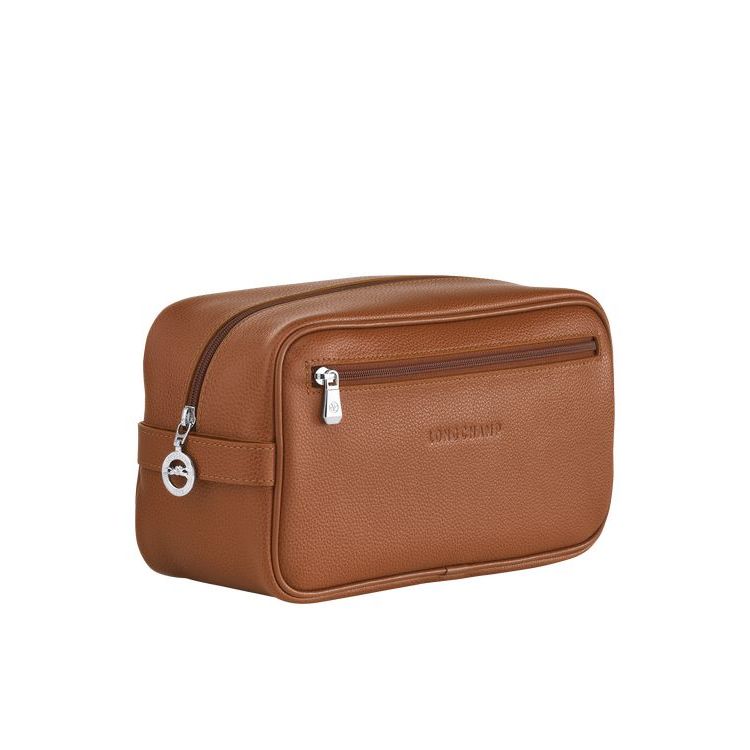 Trousses De Toilette Longchamp Caramel Cuir Marron | 56842-GLFX